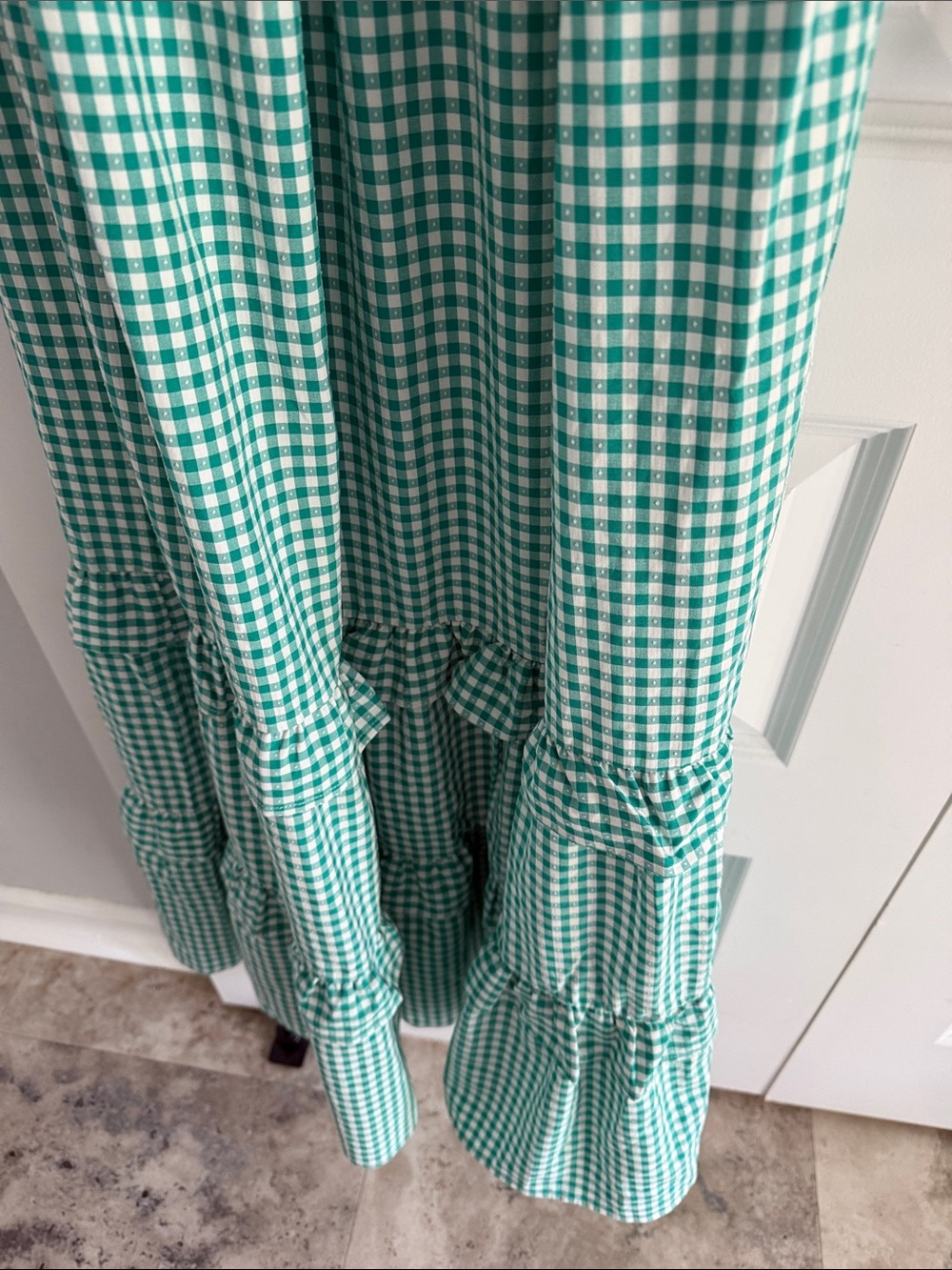 Green Gingham Ruffle Maxi Dress large - Picture 3 of 7